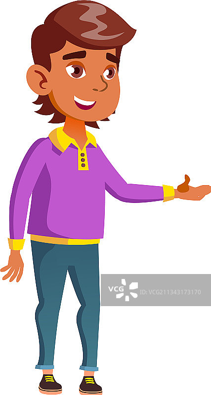 在自助餐厅点餐的西班牙裔少年图片素材