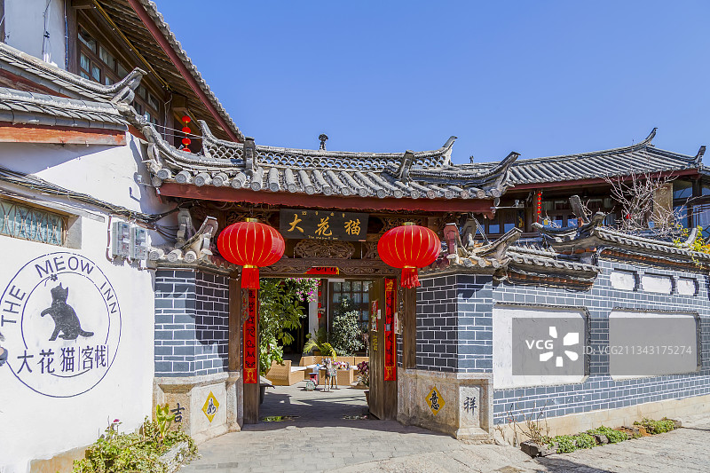 云南丽江古城街道街景图片素材