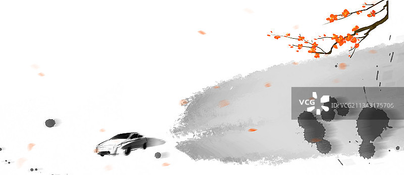 中国风汽车行业创意背景设计素材分层图片素材