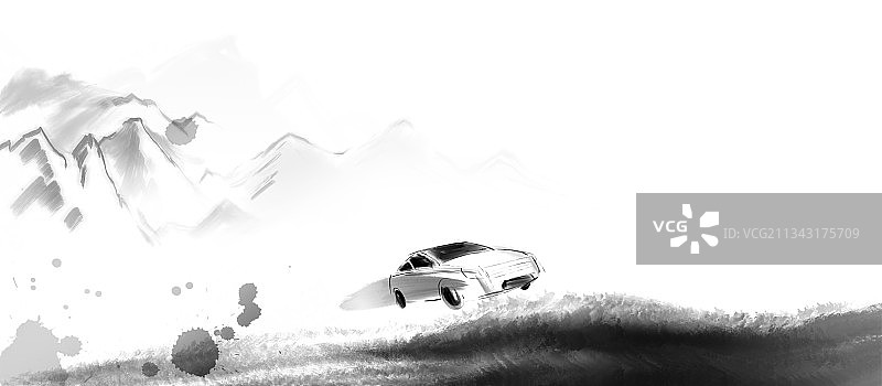 中国风汽车行业创意背景设计素材分层图片素材