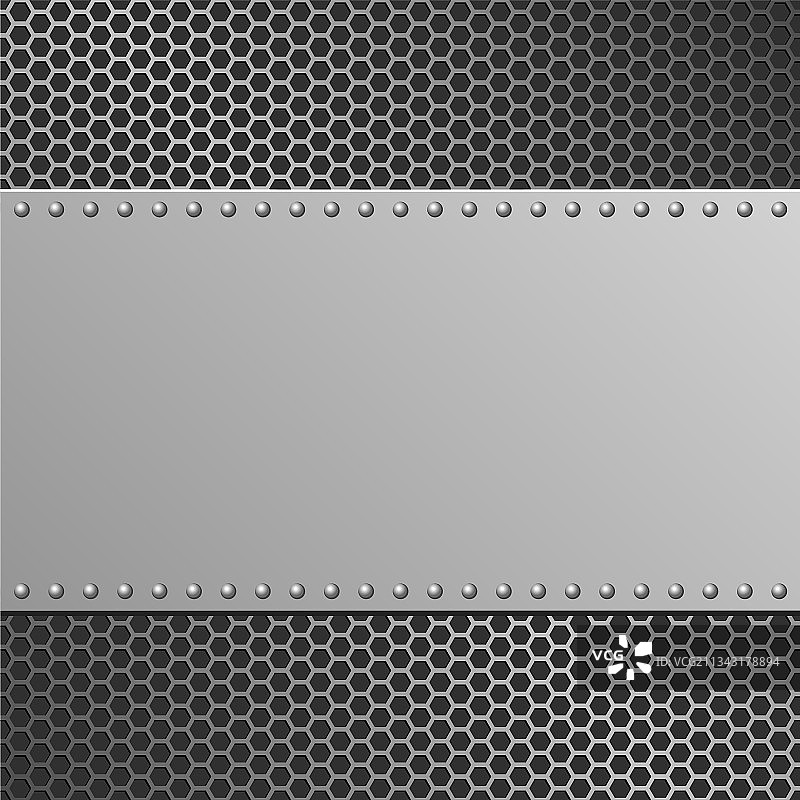 带铆钉和穿孔的金属铁板图片素材