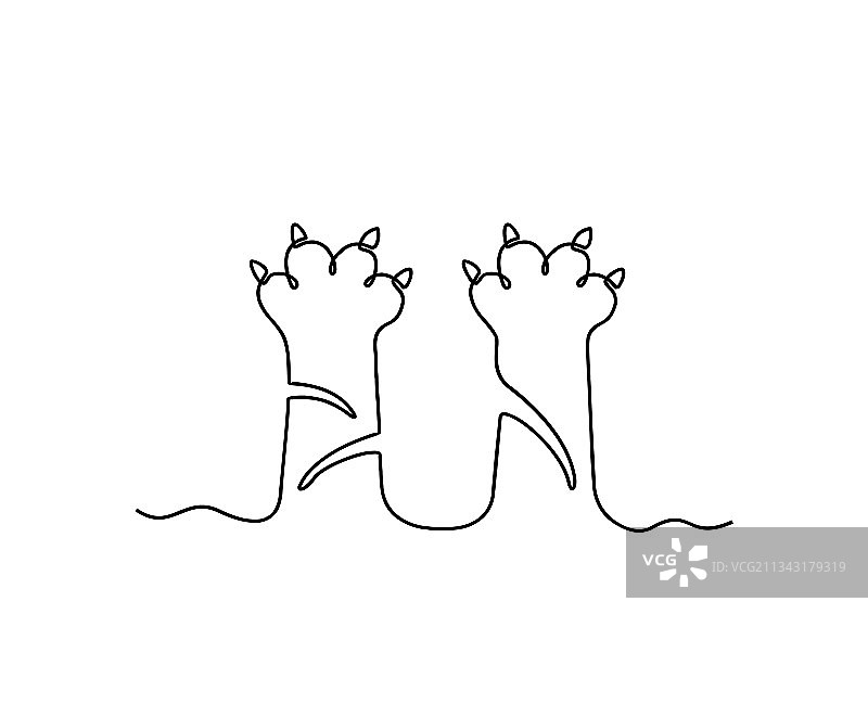 极简猫爪单线画图片素材