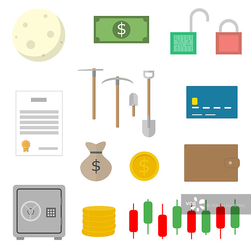 加密货币和区块链组合图片素材