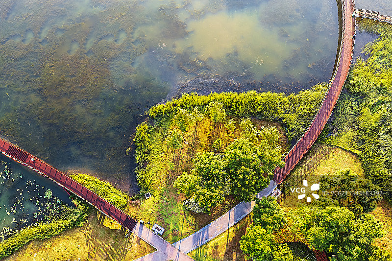 晨曦松雅湖图片素材