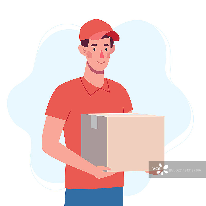 快递员安全送达包裹图片素材