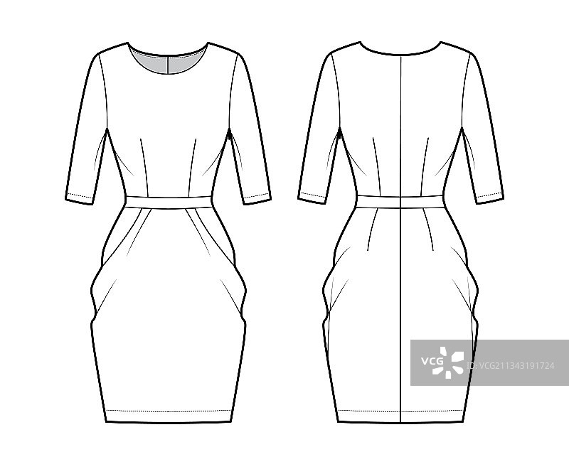 郁金香款连衣裙技术时尚图片素材