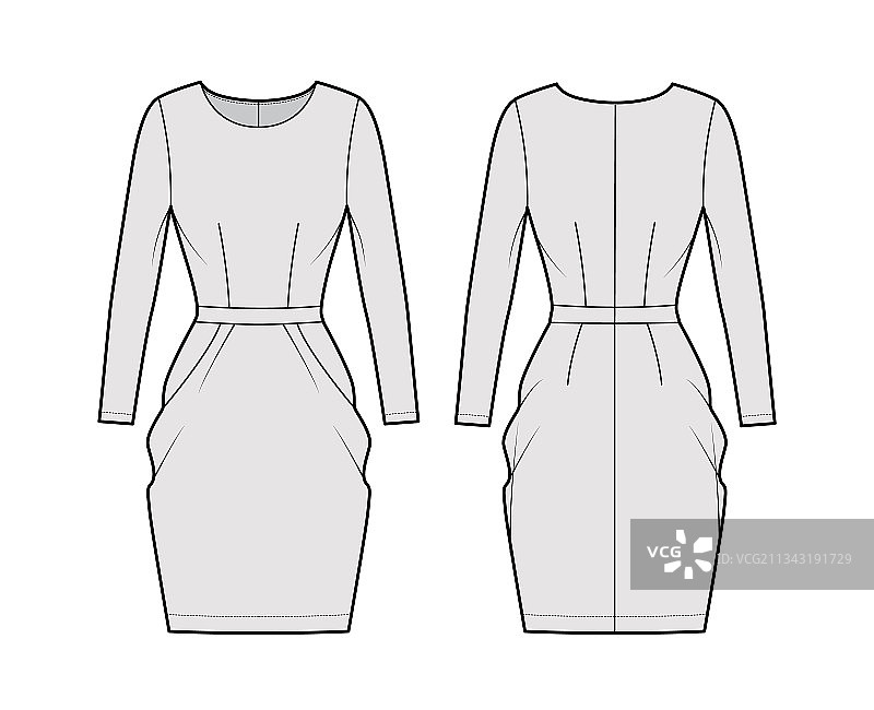 郁金香款连衣裙技术时尚图片素材