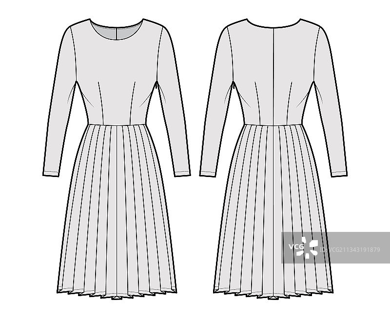 带褶皱的连衣裙技术时尚设计图片素材