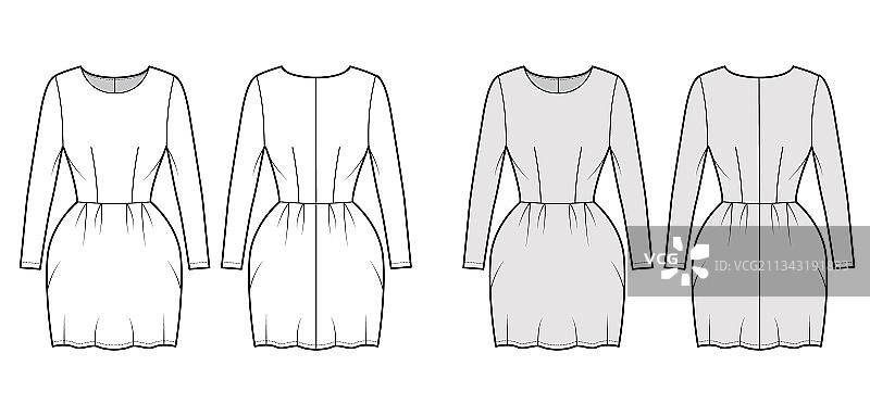 钟形连衣裙技术时尚设计图片素材