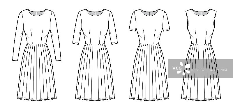褶皱技术时装连衣裙套装图片素材