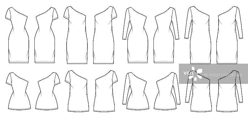 单肩连衣裙技术时尚套装图片素材