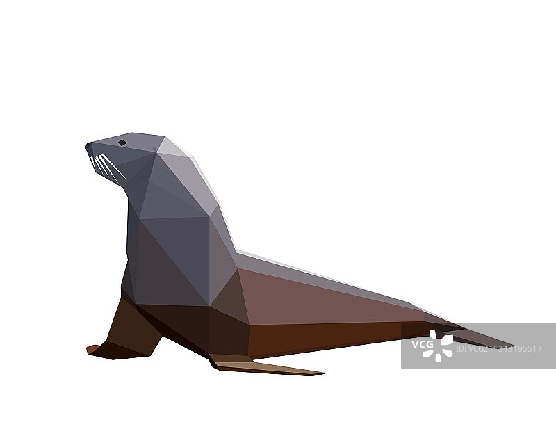 海象低多边形动物标志图片素材