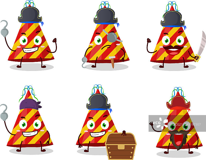 带有海盗表情的红色派对帽图片素材