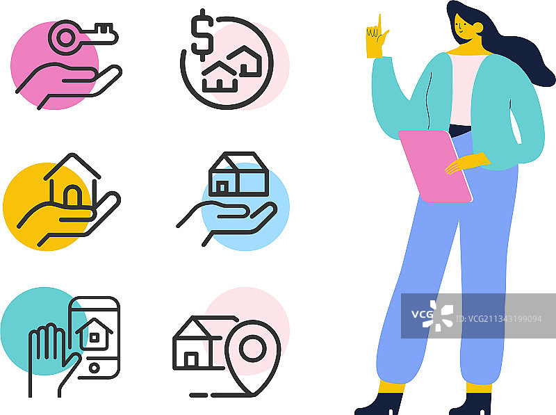 房地产图标集房地产经纪人线条图标图片素材