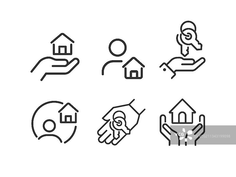 房地产图标集房地产经纪人线条图标图片素材