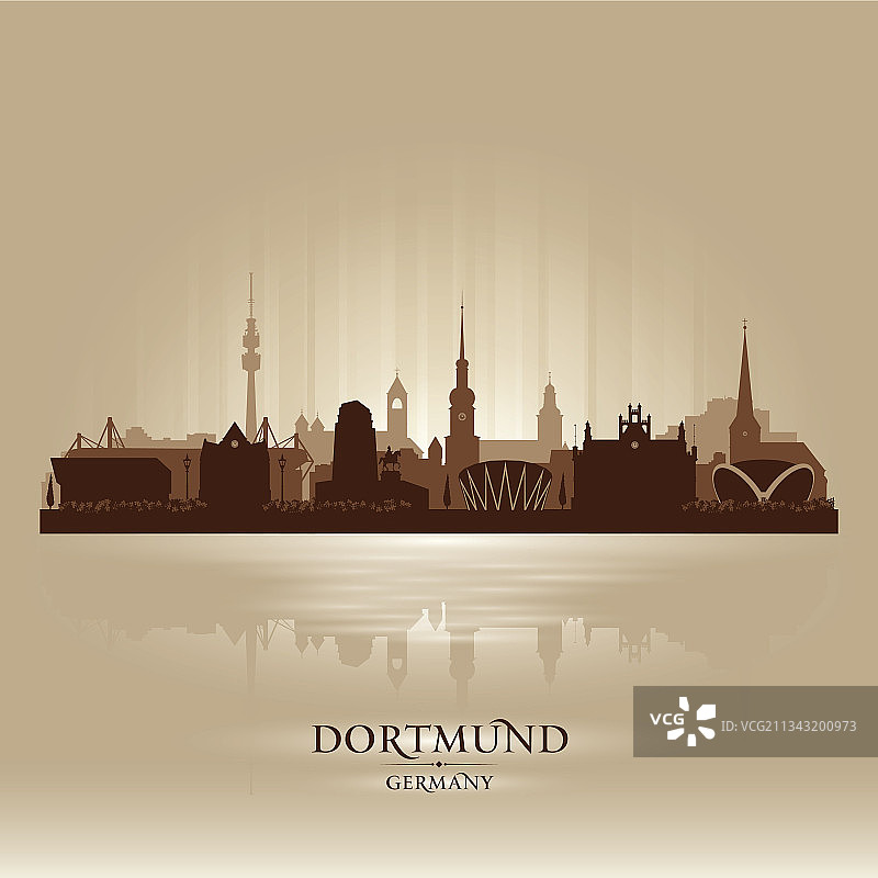 德国多特蒙德城市天际线剪影图片素材