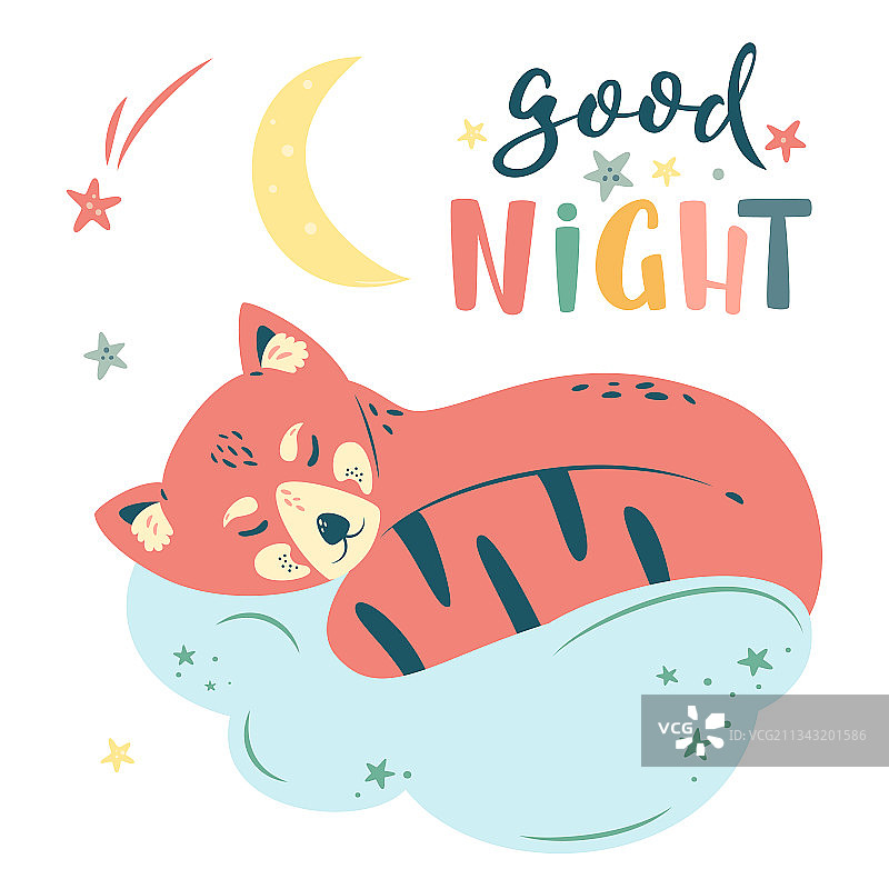 卡通风格的苗圃晚安字样图片素材