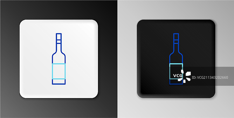 伏特加玻璃瓶线条图标（灰色背景）图片素材