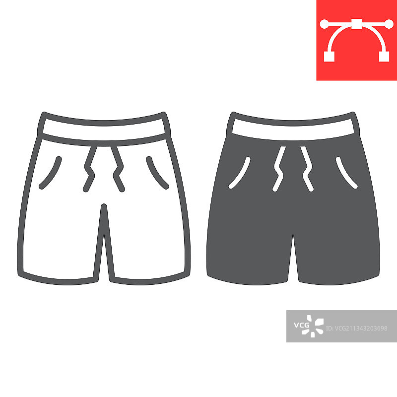 泳裤线条和轮廓图标图片素材