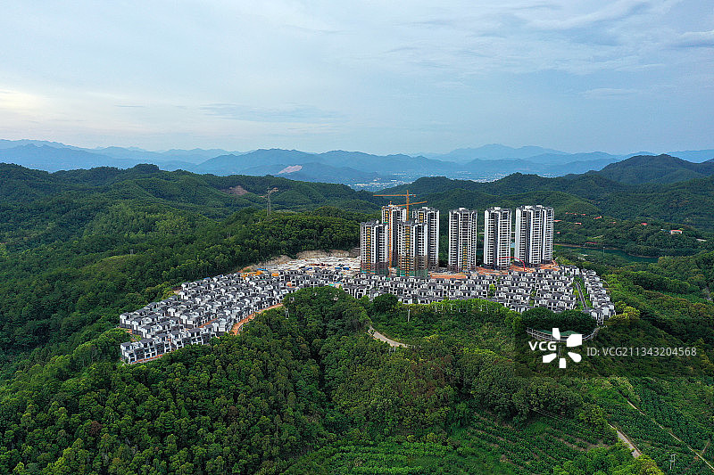 广东省梅州市梅县区雁山湖国际花园度假区航拍图片素材
