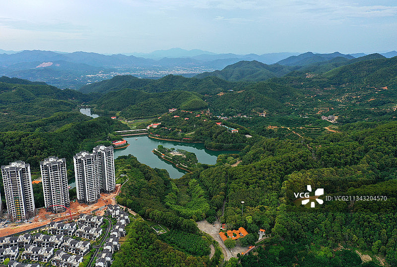广东省梅州市梅县区雁山湖国际花园度假区航拍图片素材