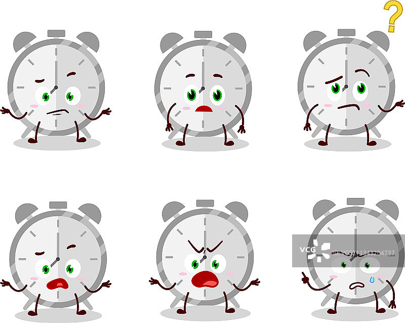 带有文字的卡通人物闹钟图片素材