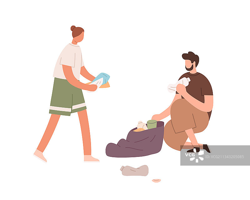 一对男人和女人采摘和收集图片素材