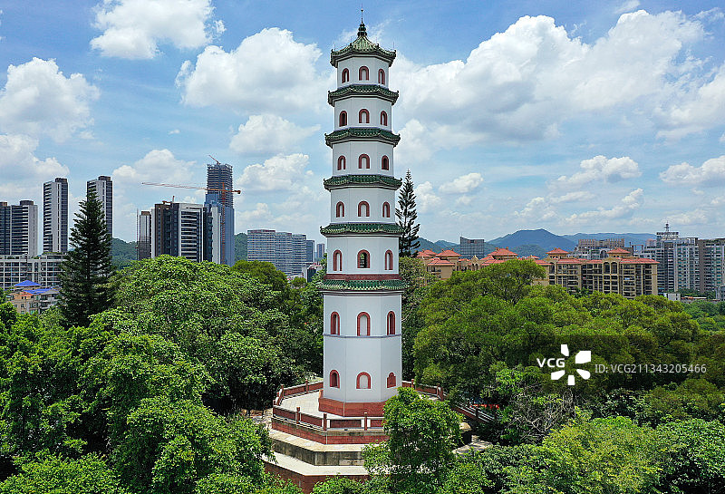 广东省广州市增城区雁塔公园雁塔寺航拍图片素材