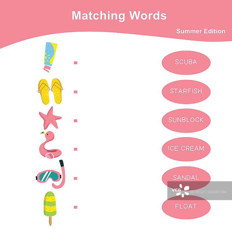夏季版单词配对游戏图片素材