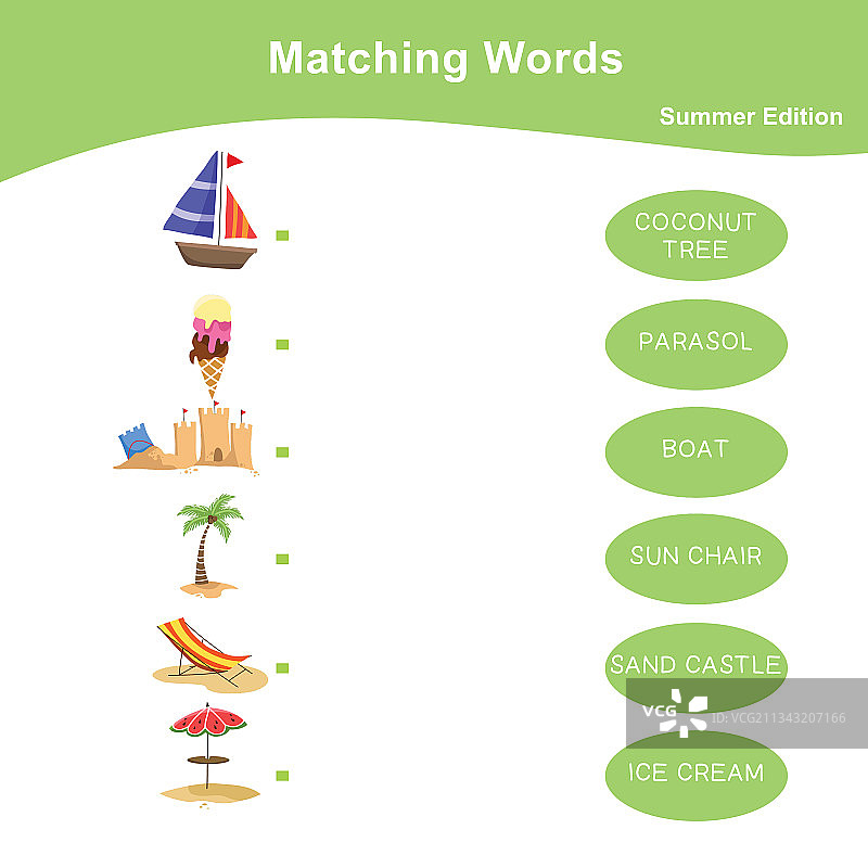 夏季版单词配对游戏图片素材