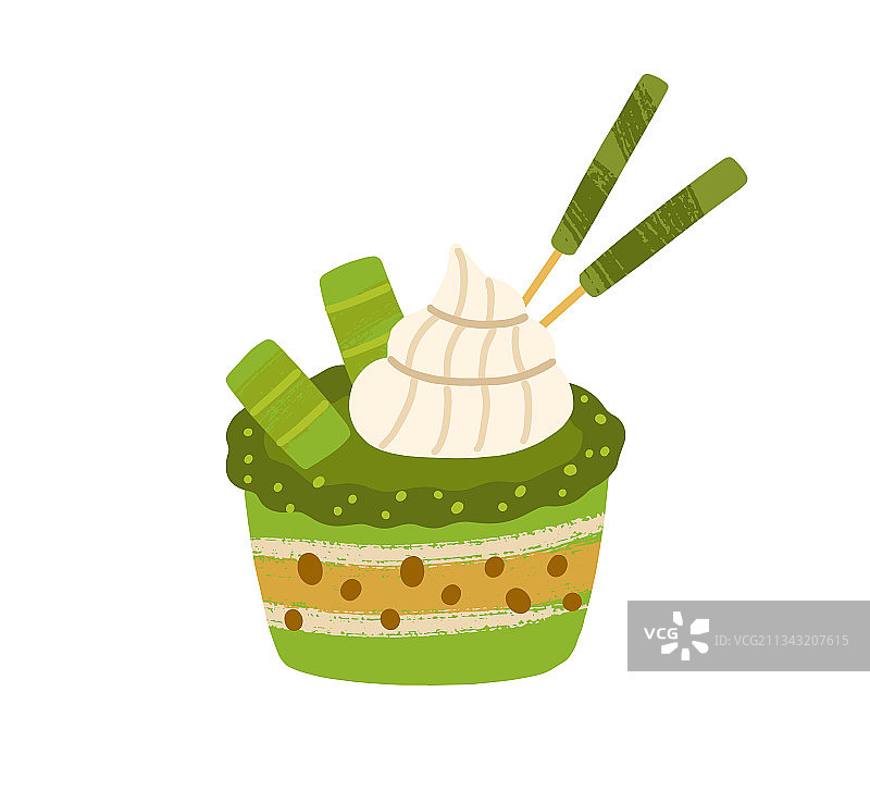 抹茶口味日式纸杯蛋糕图片素材