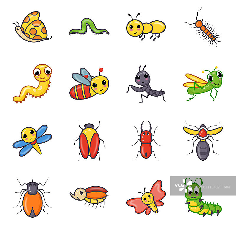 飞行昆虫扁平图标包图片素材