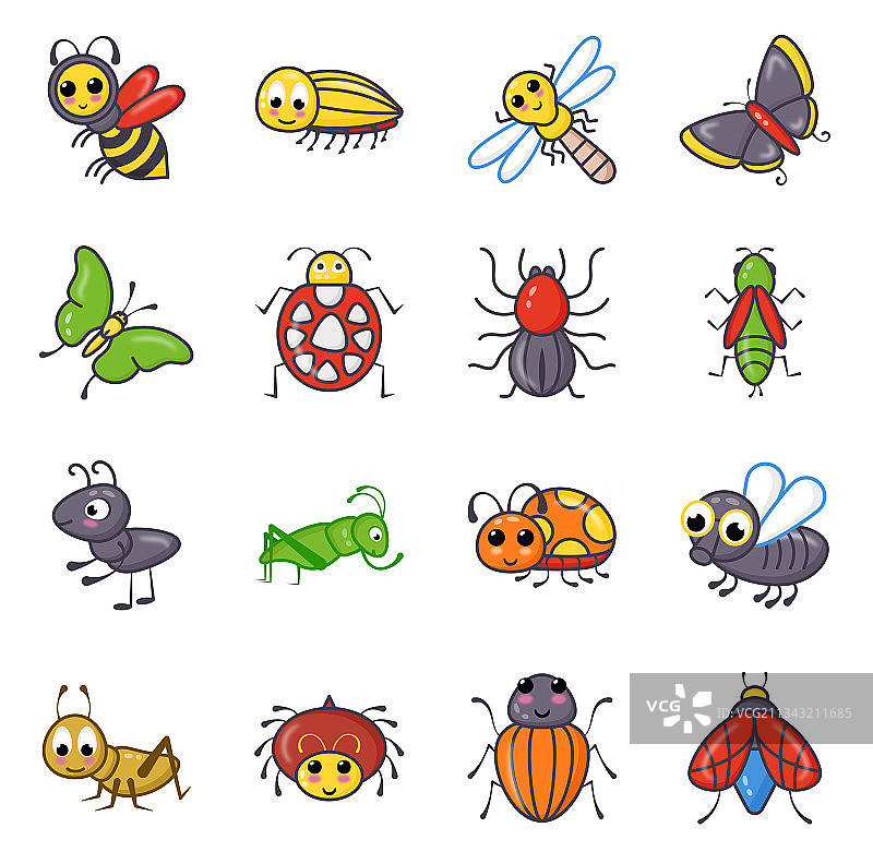 飞行昆虫物种扁平图标图片素材