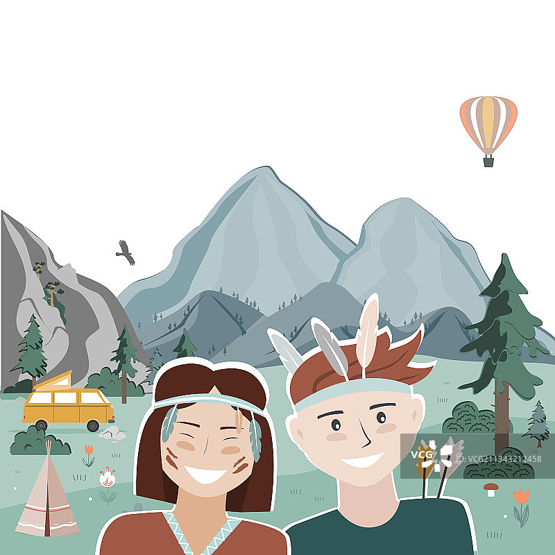 快乐儿童夏令营露营风景图片素材