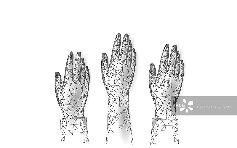 3D多边形投票手举起图片素材