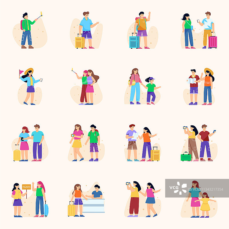 扁平风格游客图片素材