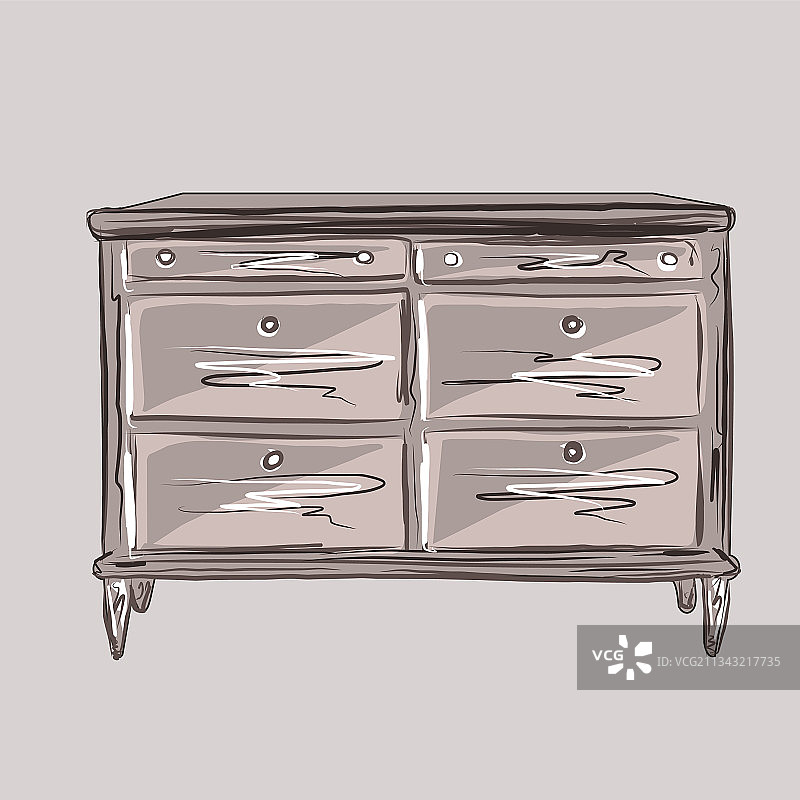 棕色木质抽屉柜与收纳盒图片素材