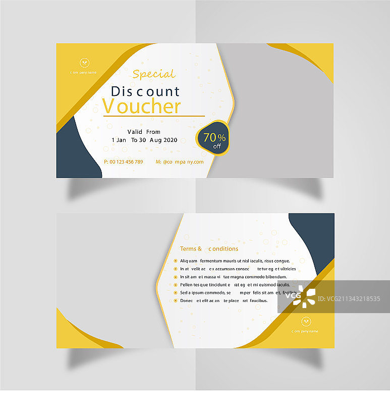 黄蓝色特别折扣券模板图片素材
