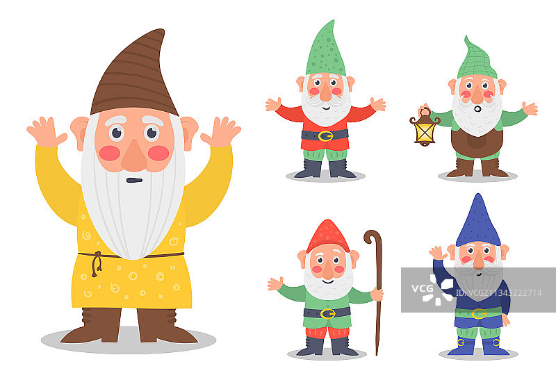 可爱童话花园侏儒角色套装图片素材