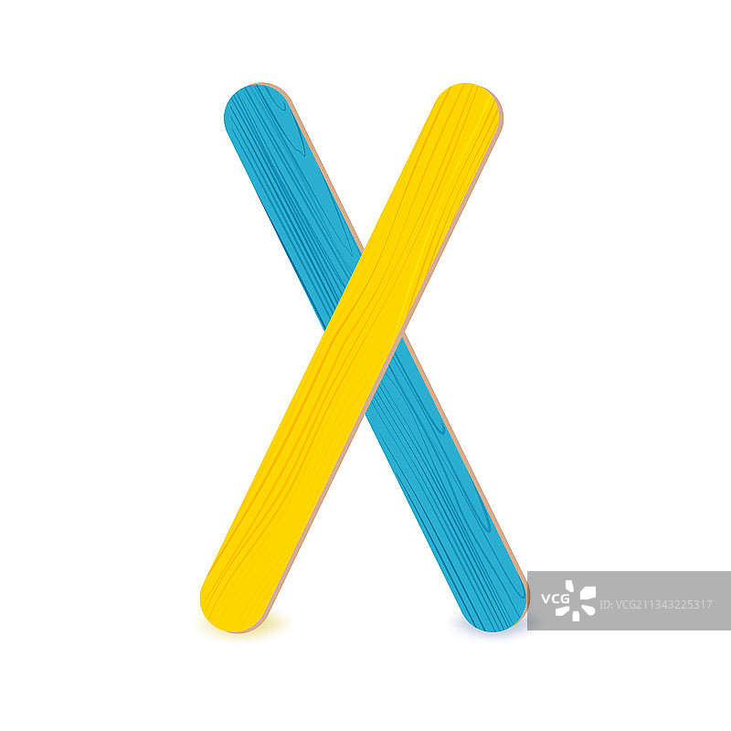 逼真的彩色木质或塑料棍棒3D模型图片素材