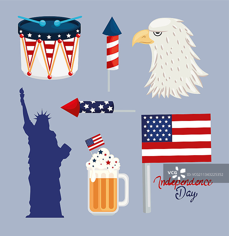 独立日图标集图片素材