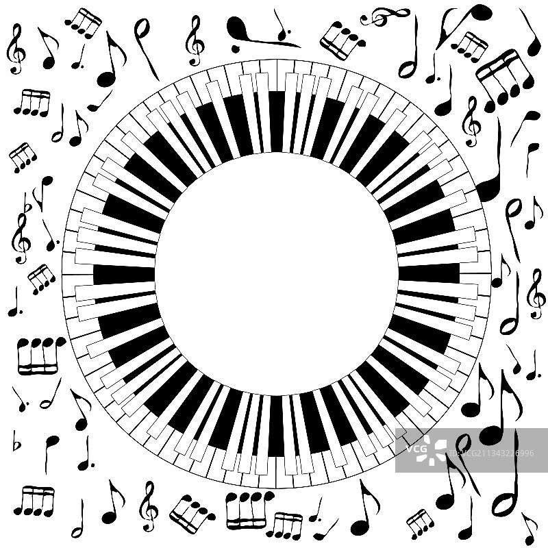 黑白圆形钢琴音乐概念图片素材
