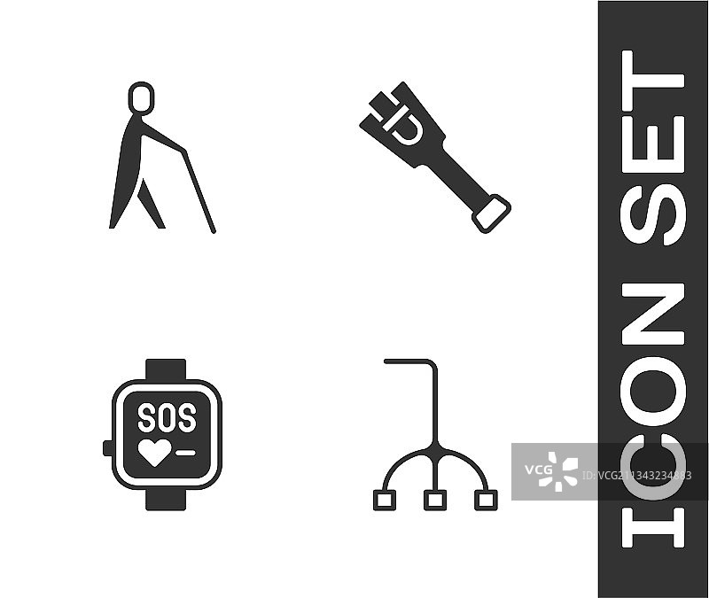 盲人拄智能拐杖套装图片素材