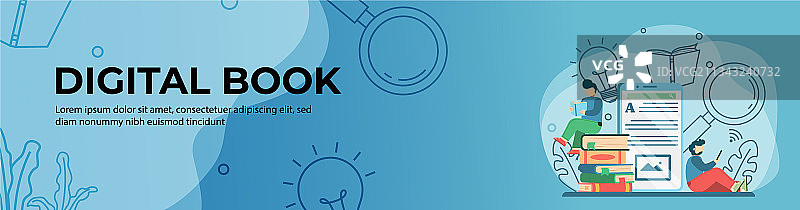 数字图书网页横幅设计学生阅读图片素材