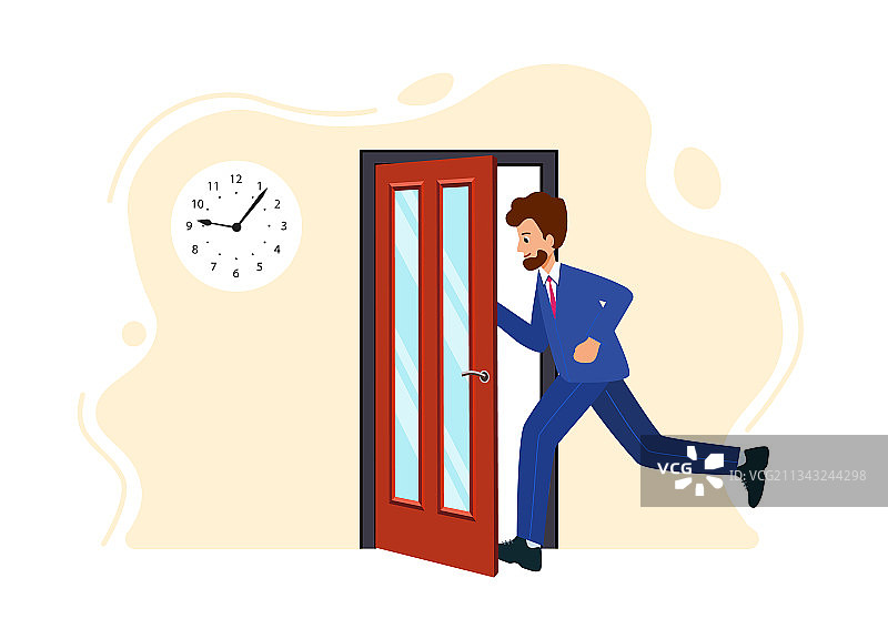 奔向敞开大门的商人图片素材