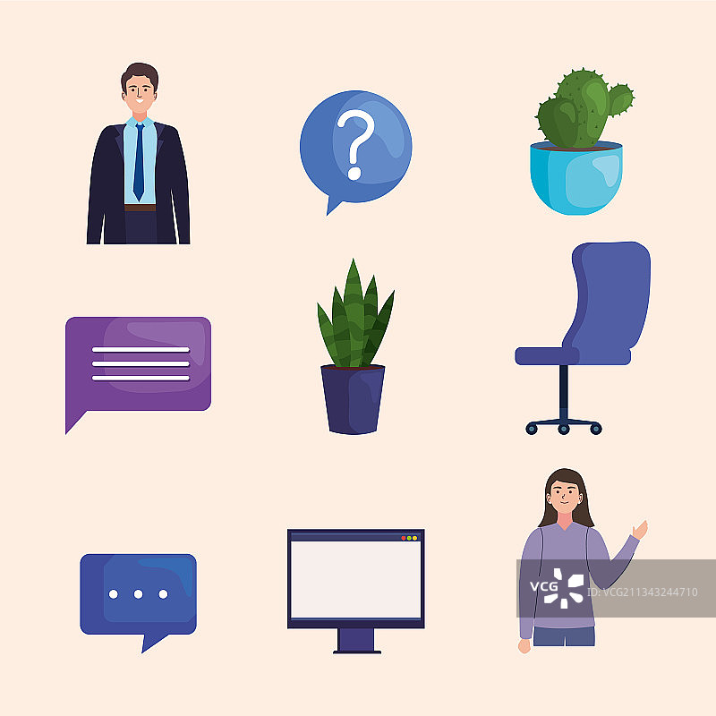 虚拟工作图标合集图片素材