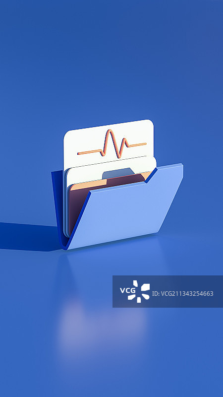 3D渲染医疗元素病例文件夹极简风格插图图片素材