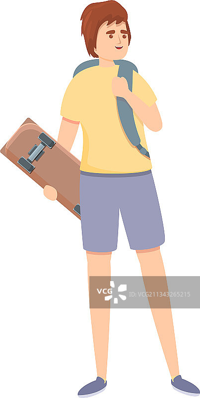 玩滑板的男孩卡通图标图片素材