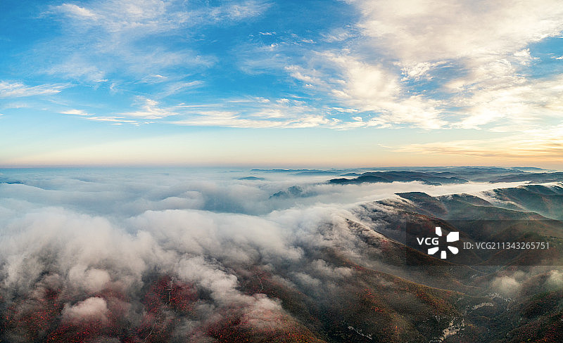 中国河南焦作青天河风景区航拍视角图片素材