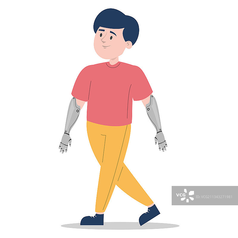 安装了仿生手臂的男孩图片素材